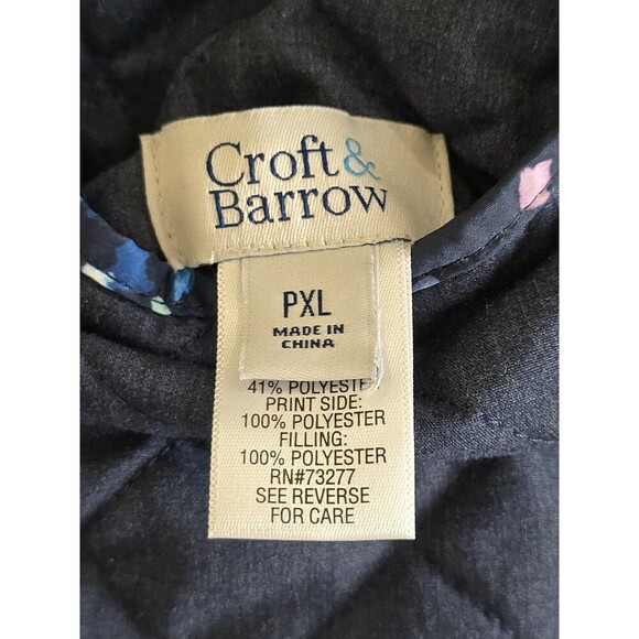 Croft & Barrow Reversible Quilted Jacket Petite XL Navy Floral Lightweight - Picture 4 of 7